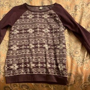 Purple/grey Aztec crew neck sweatshirt